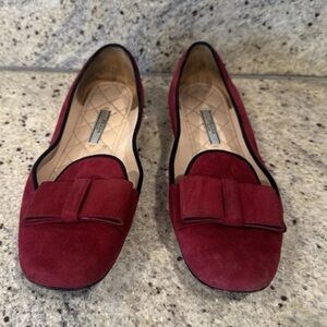 AUTHENTIC Prada Elegant Red Suede Women's Loafers, Size 38